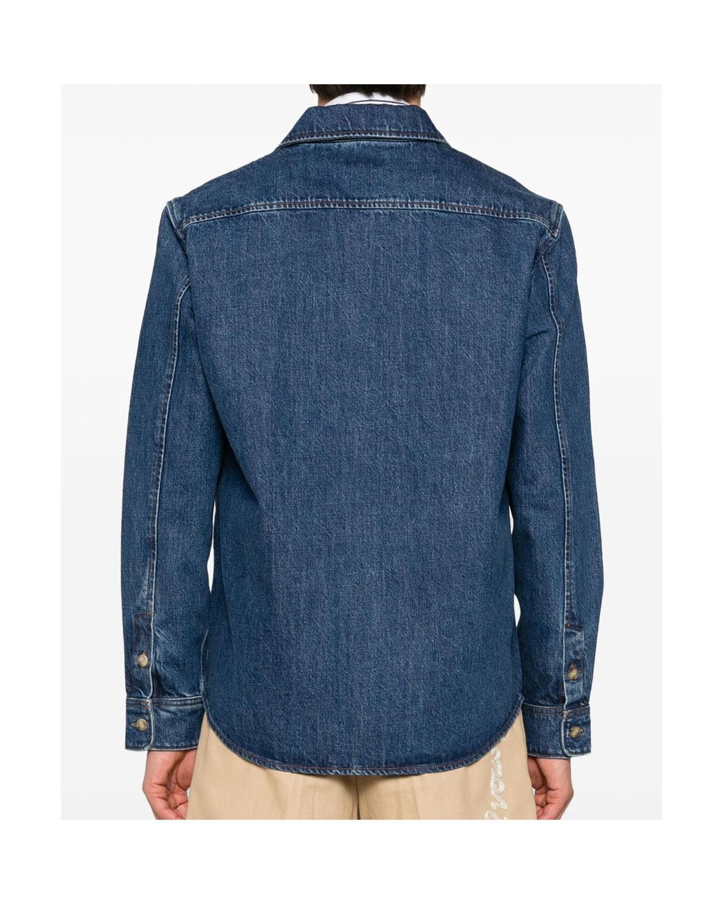 A.P.C. Blue Logo Embroidered Shirt Jacket for men