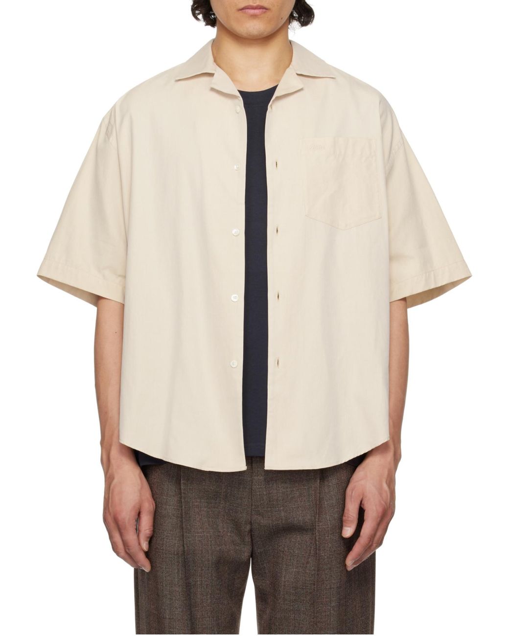 AMI Natural Short-Sleeved Boxy Shirt for men