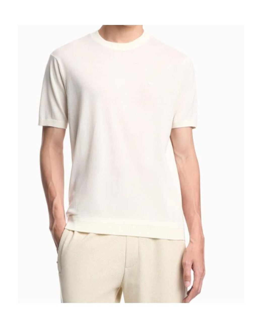 Emporio Armani White Short-Sleeved Sweater for men