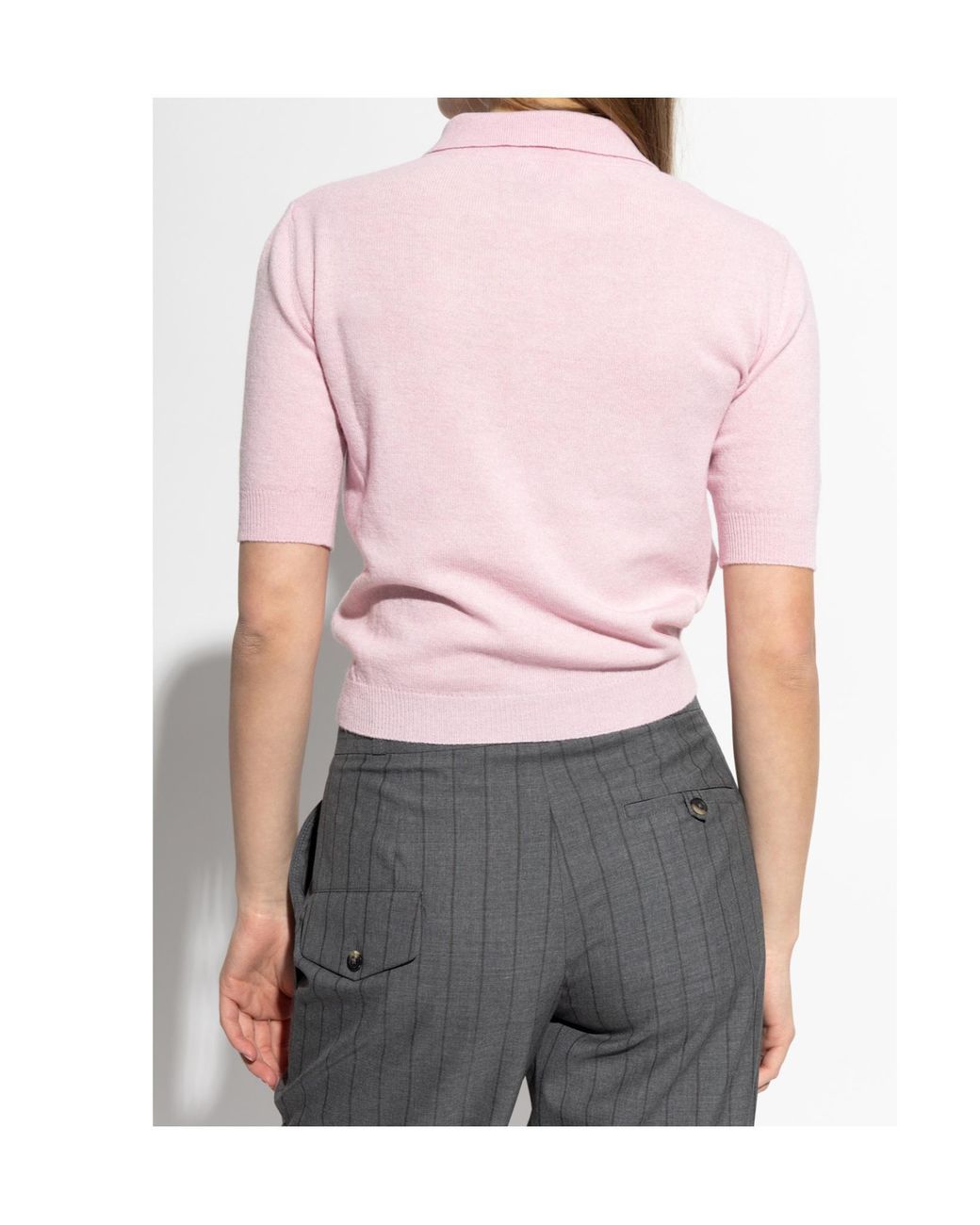 Moschino Pink Collared Short-Sleeve Knit Polo Shirt