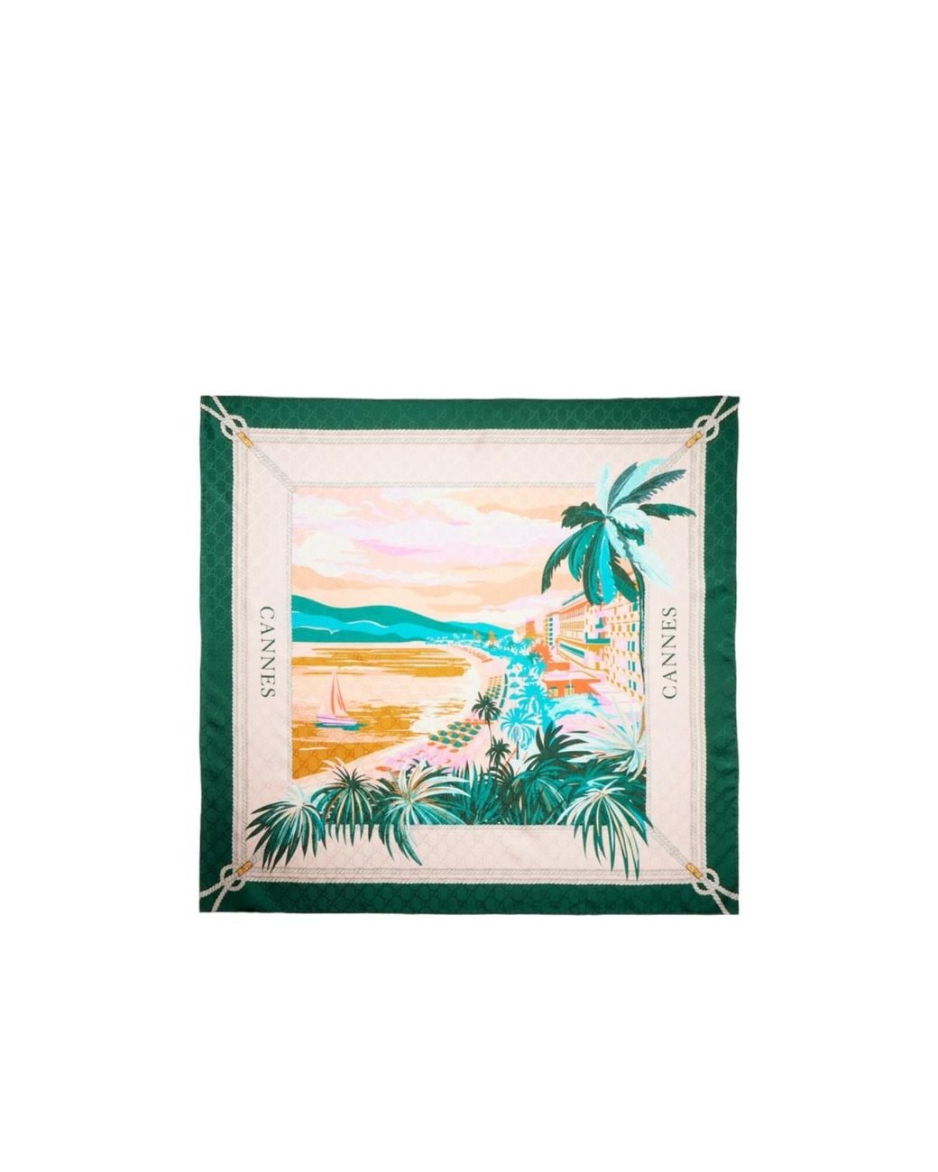 Gucci Blue Printed 'Cannes' Silk Carré