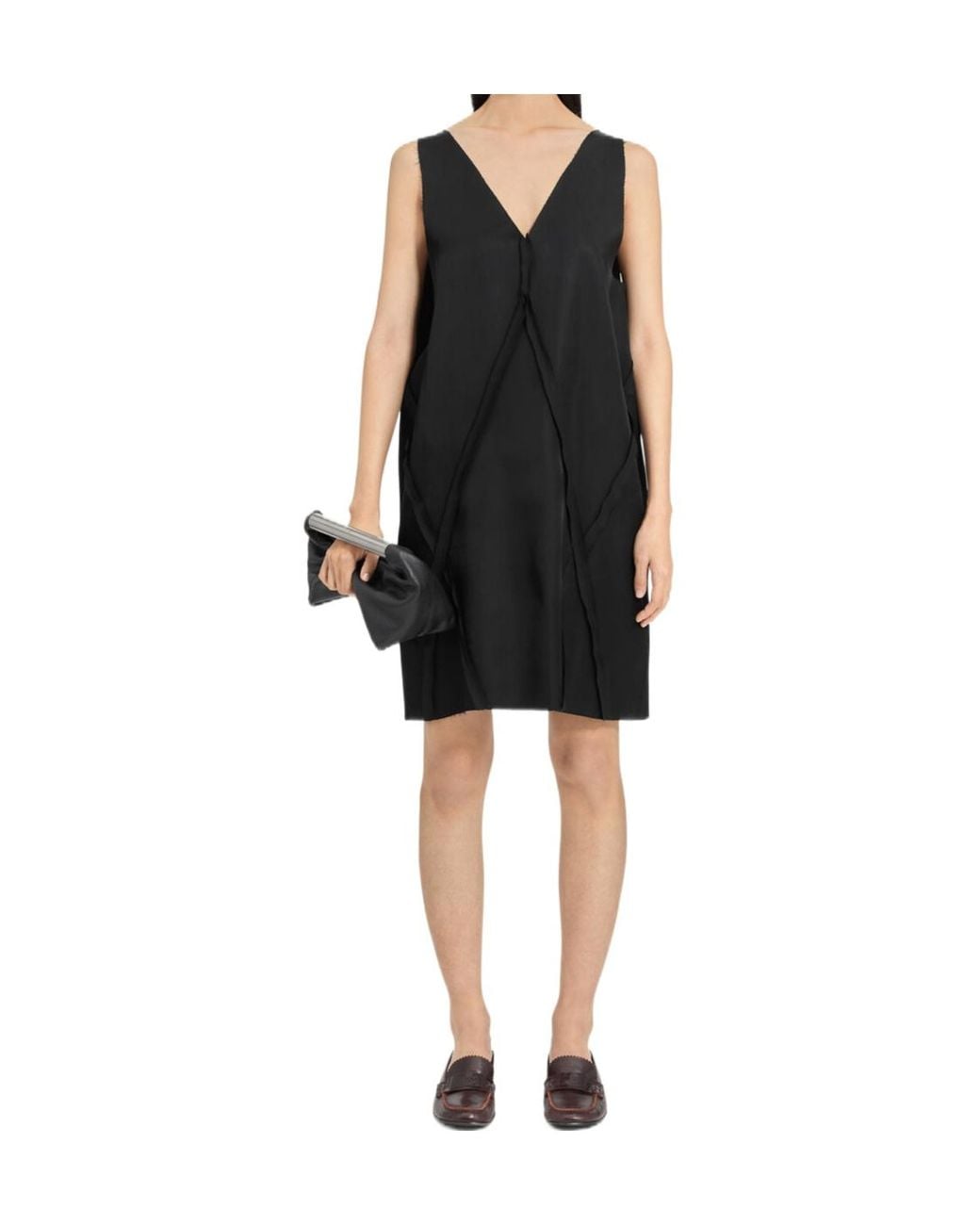 MM6 by Maison Margiela Black V-Neck Sleeveless Mini Dress