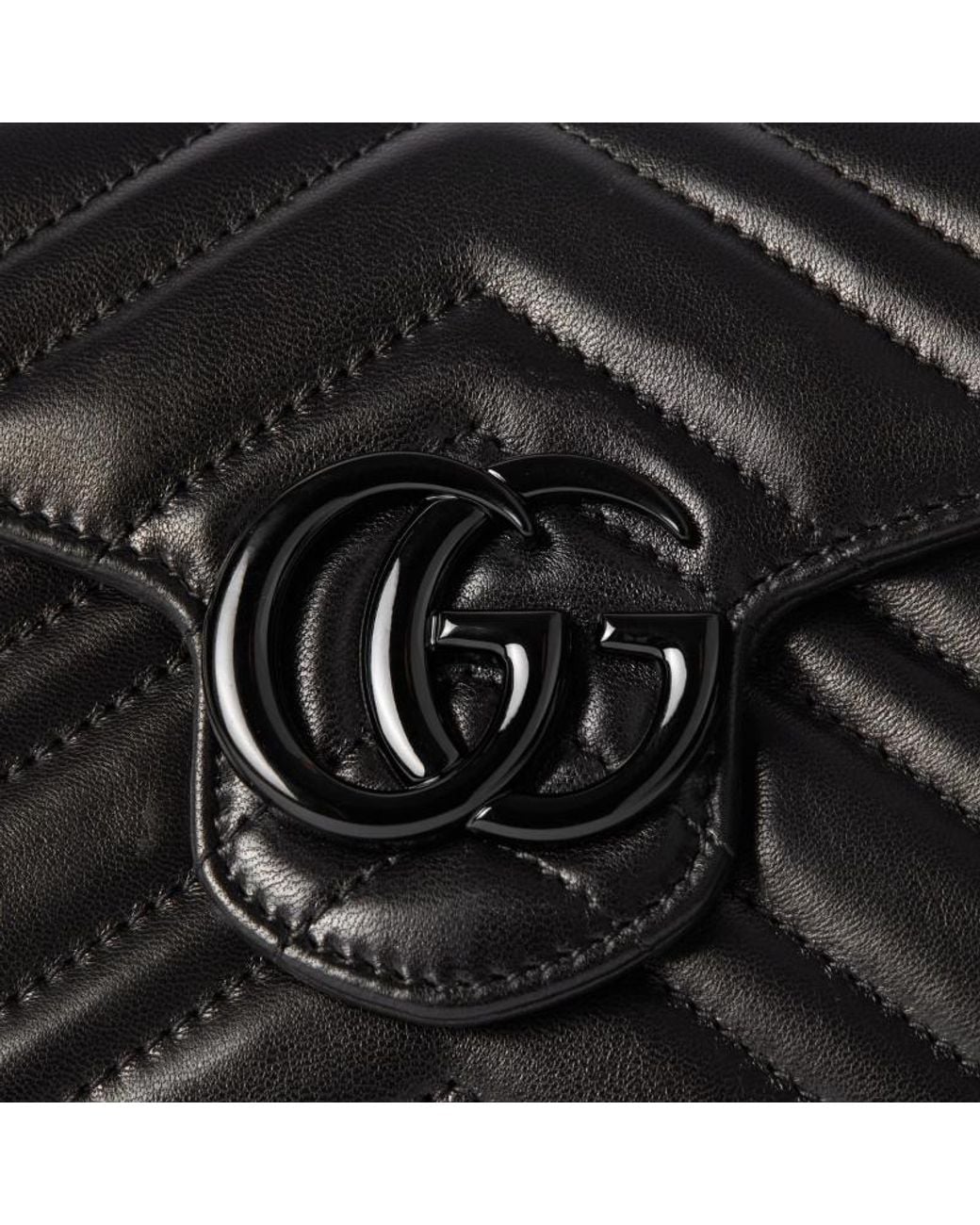 Gucci Black Chain Linked Gg Marmont Wallet
