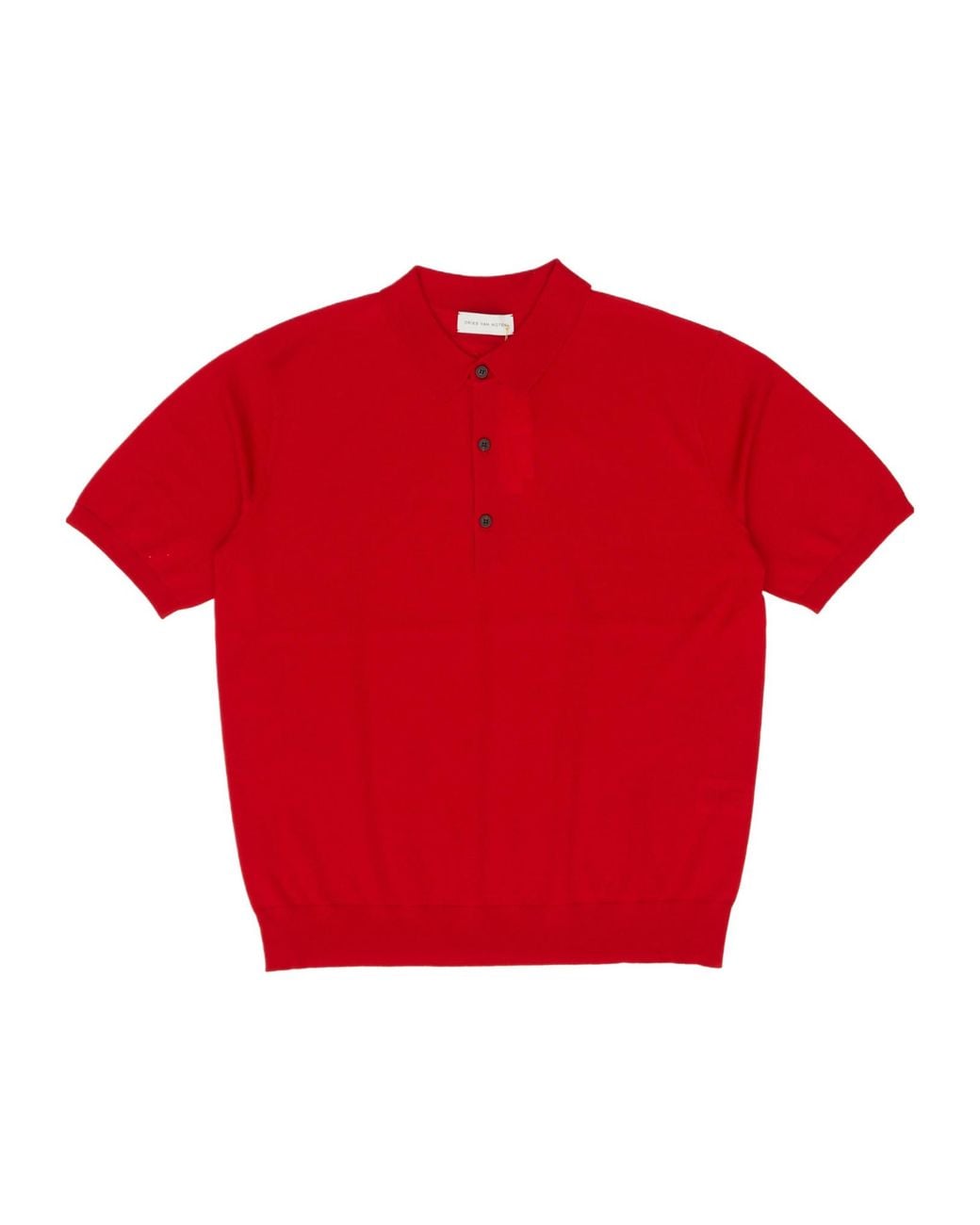 Dries Van Noten Red Knitted Polo Shirt for men