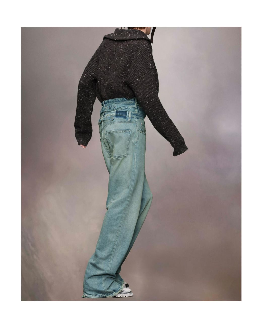 Maison Margiela Black Zip Polo Knitted Sweater for men