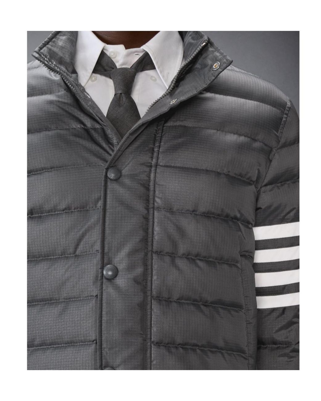 Thom Browne Gray Four-Bar Stip-Detail Jacket for men