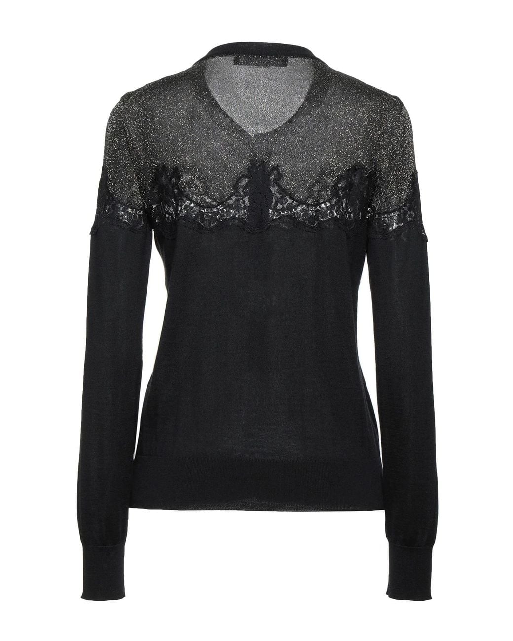Dolce & Gabbana Black Two-Tone Lace Knit Top