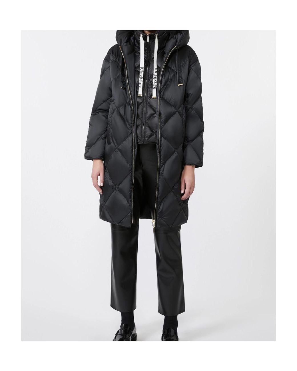 Max Mara Black The Cube Mtctrefe Hooded Midi Puffer Jacket