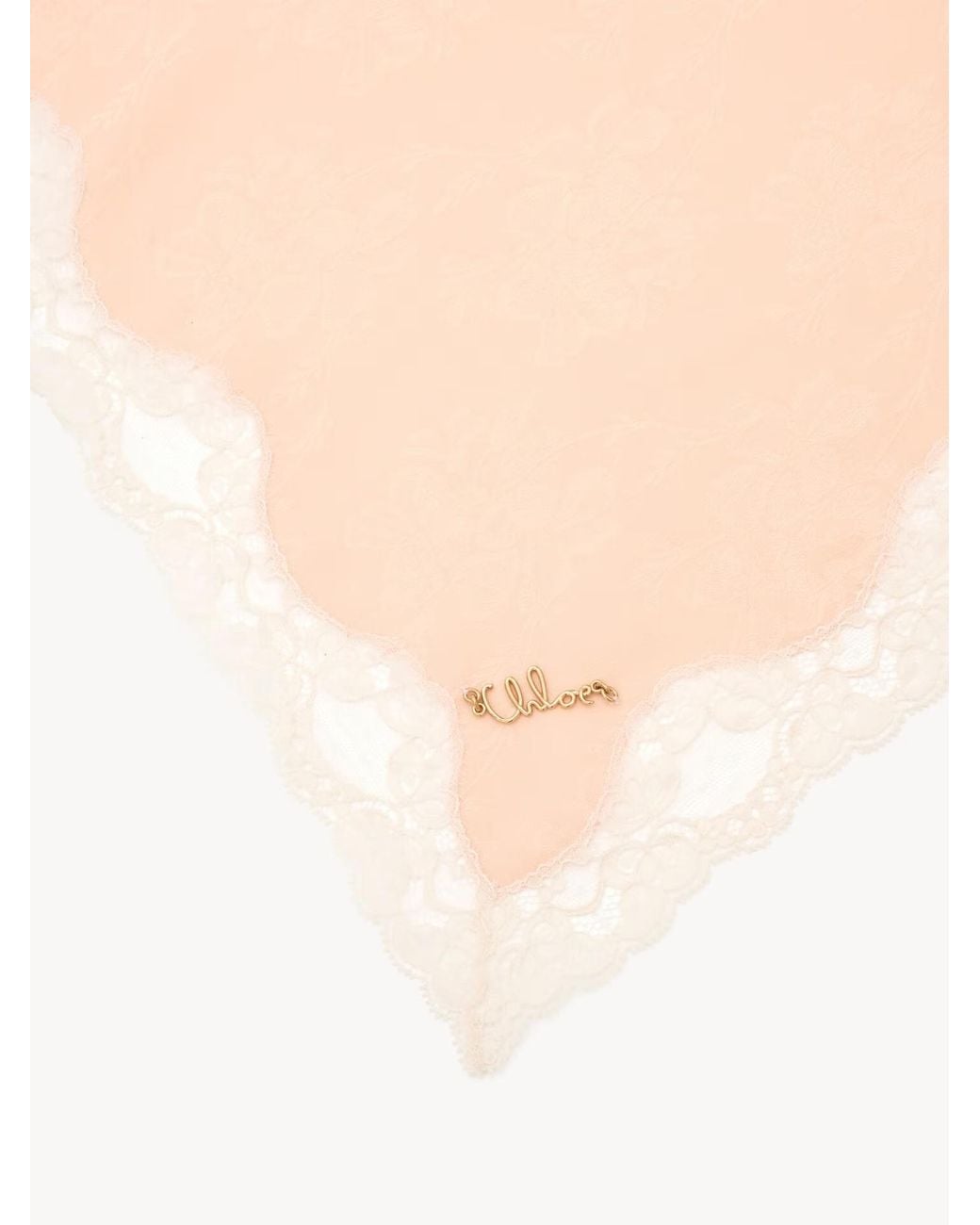 Chloé Pink Lace-Trim Scalloped Bandana