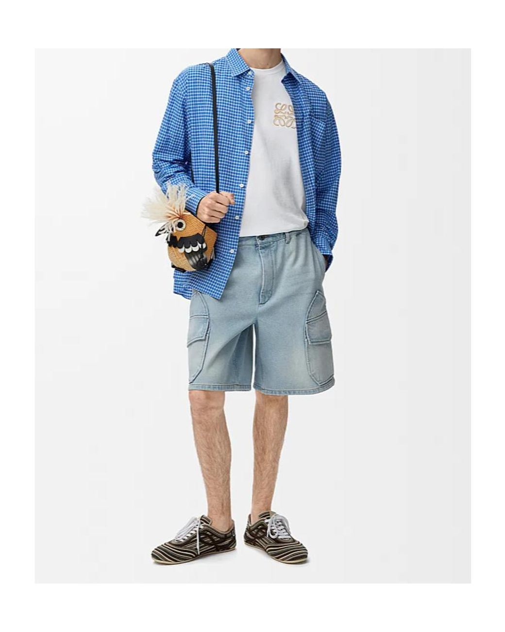 Loewe Blue Textured Checked Shirt for men