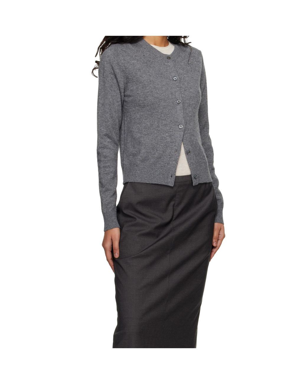 DUNST Gray Essential Crewneck Knit Cardigan