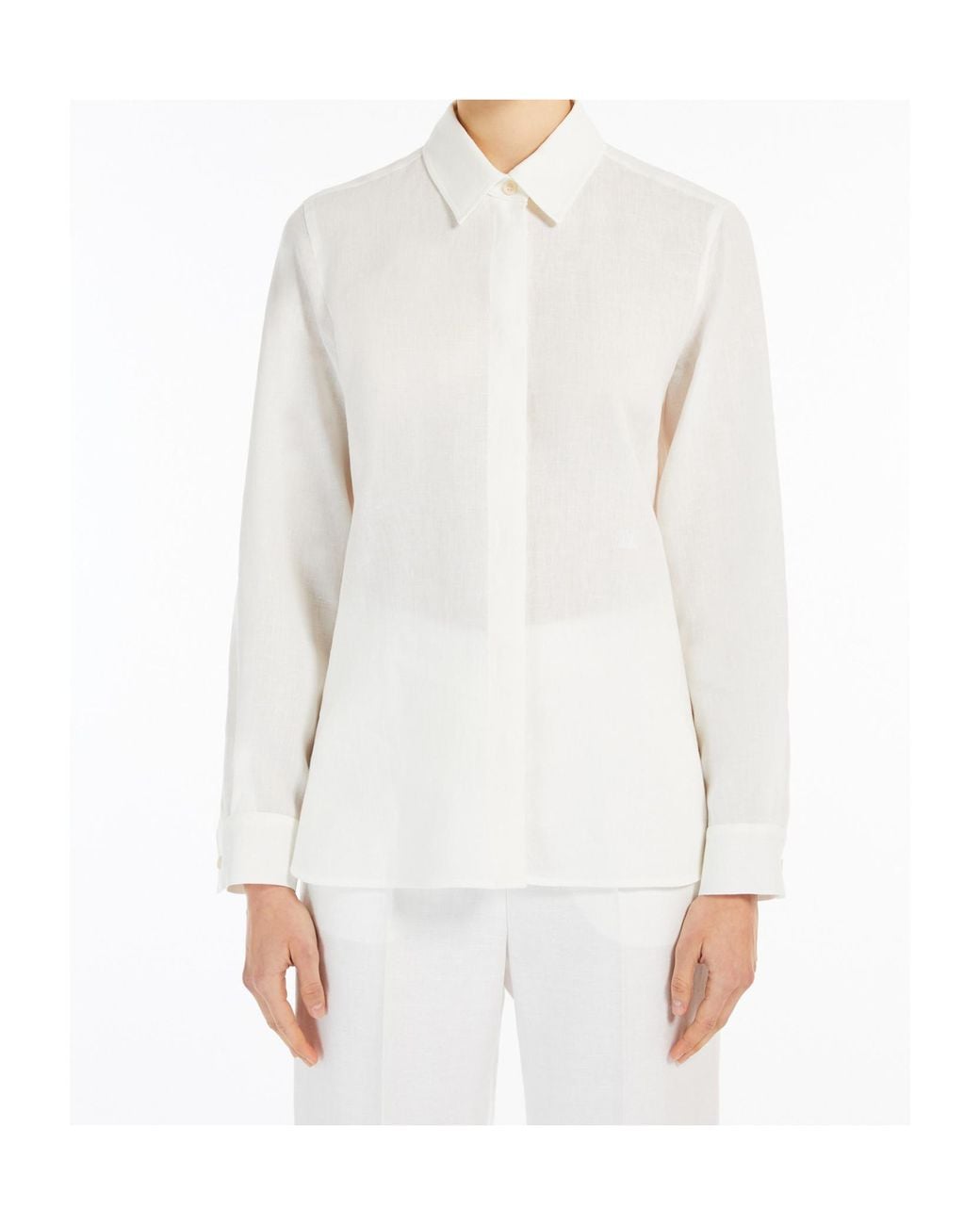Max Mara White Abisso Logo Embroidered Button-Up Shirt