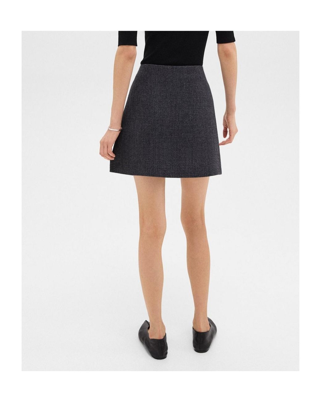 Theory Black Tweed High-Waist Mini Skirt