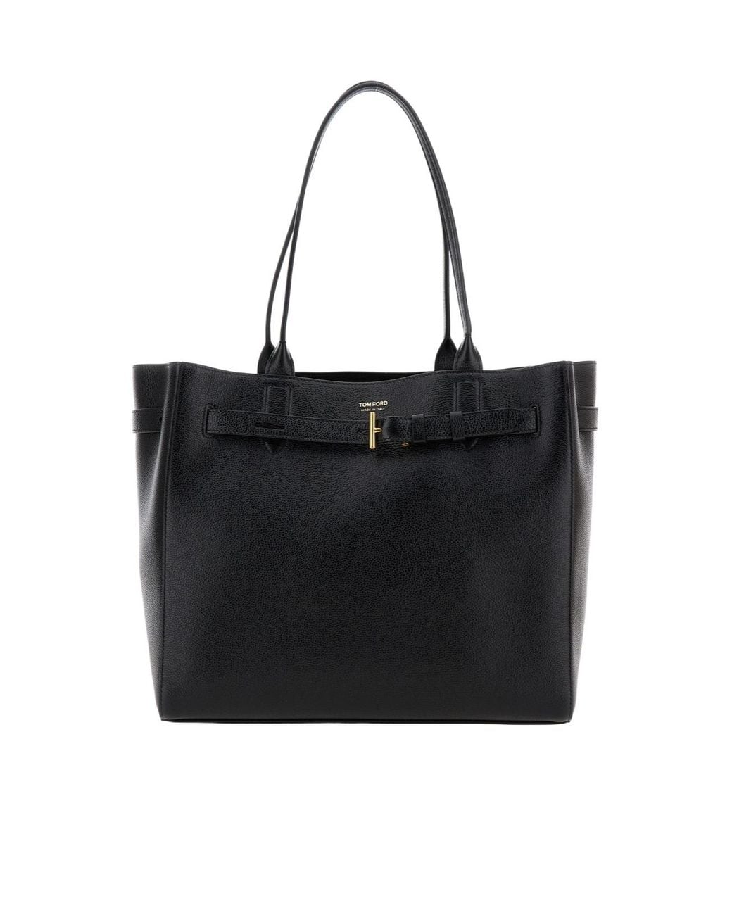 Tom Ford Black Belted Leather Tote Bag