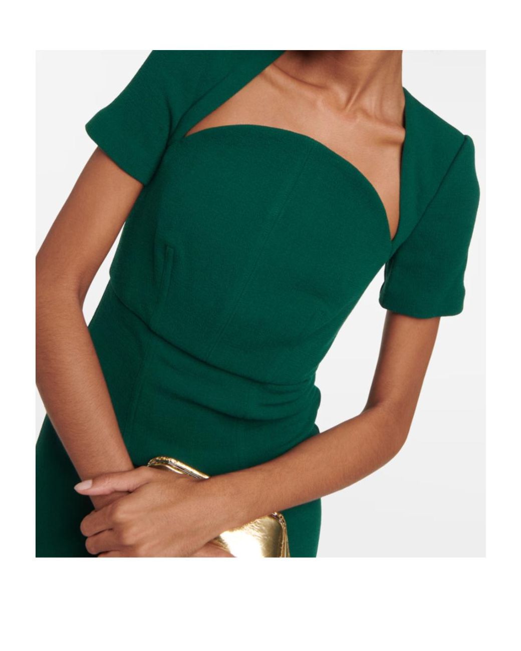 Roland Mouret Green Moon Wool Midi Dress