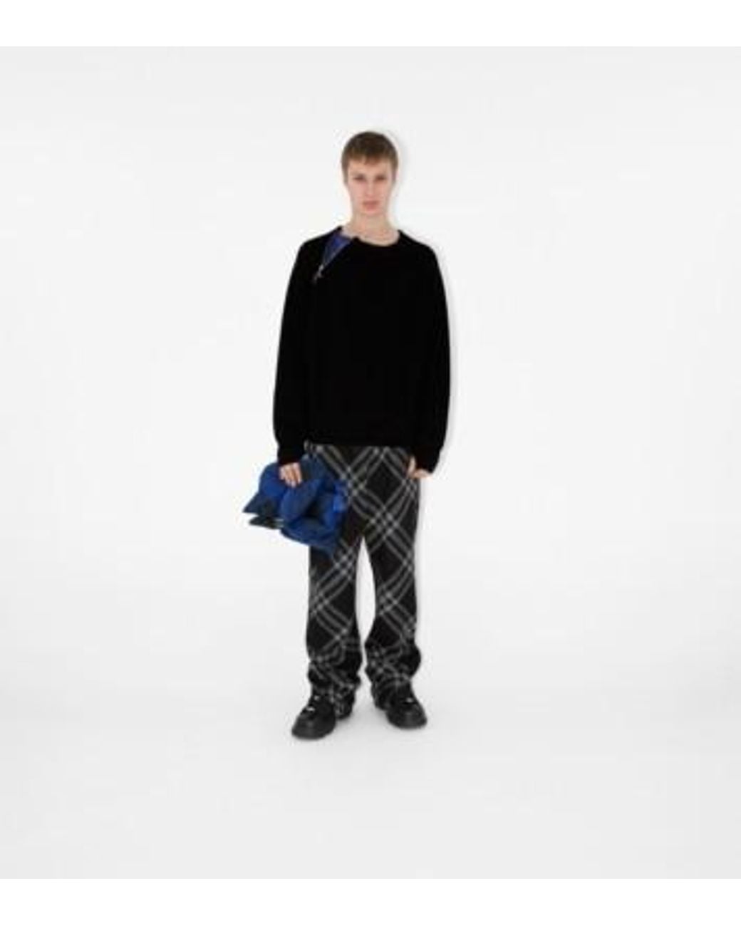 Burberry Black Zip-Detailed Crewneck Knitted Jumper for men