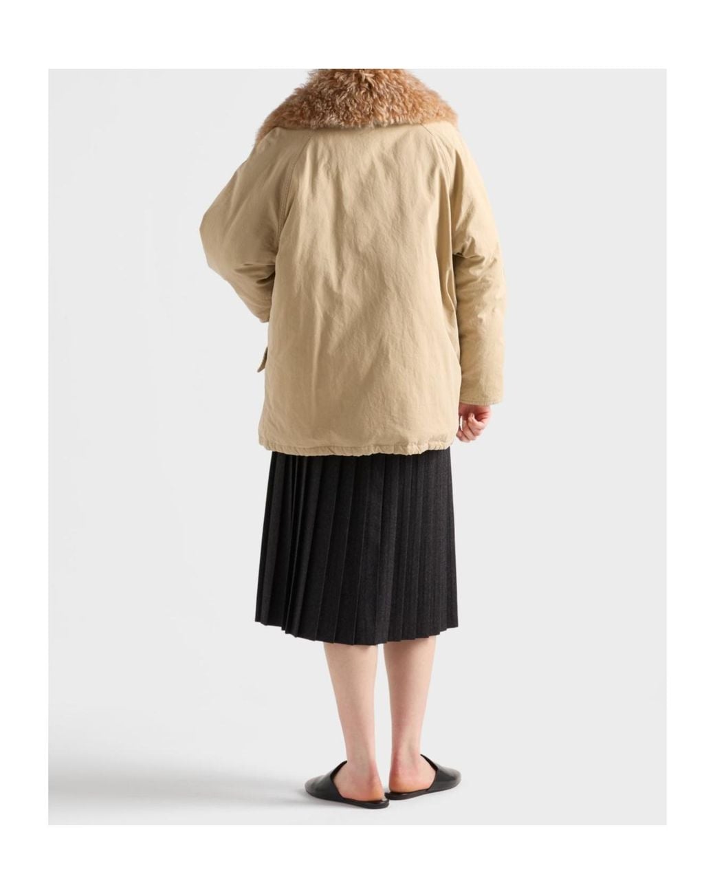 Prada Gray Pleated Wool Flannel Skirt