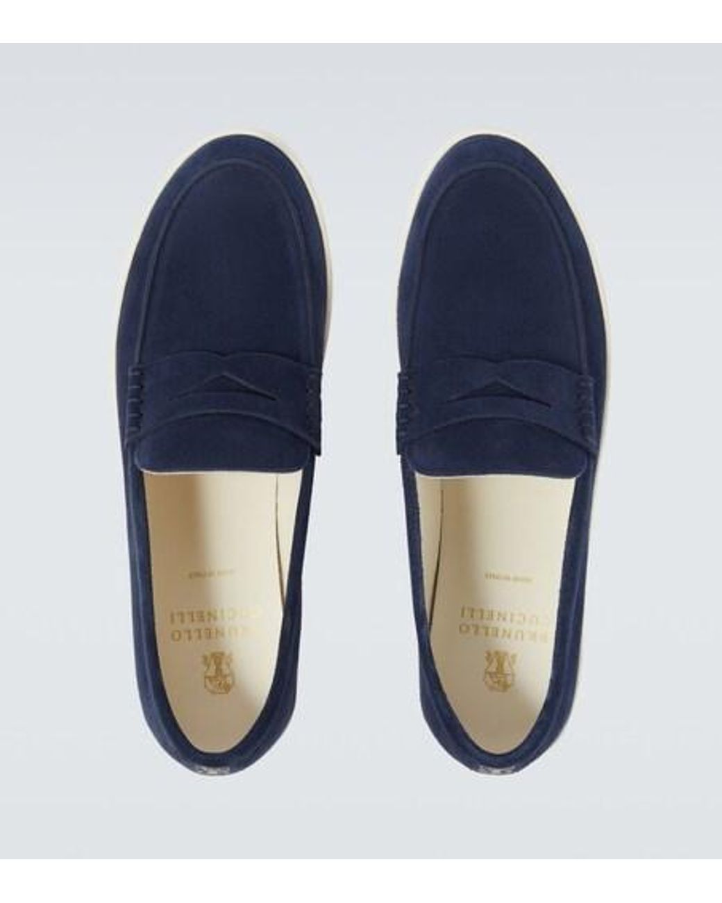 Brunello Cucinelli Blue Suede Slip-On Sneakers for men