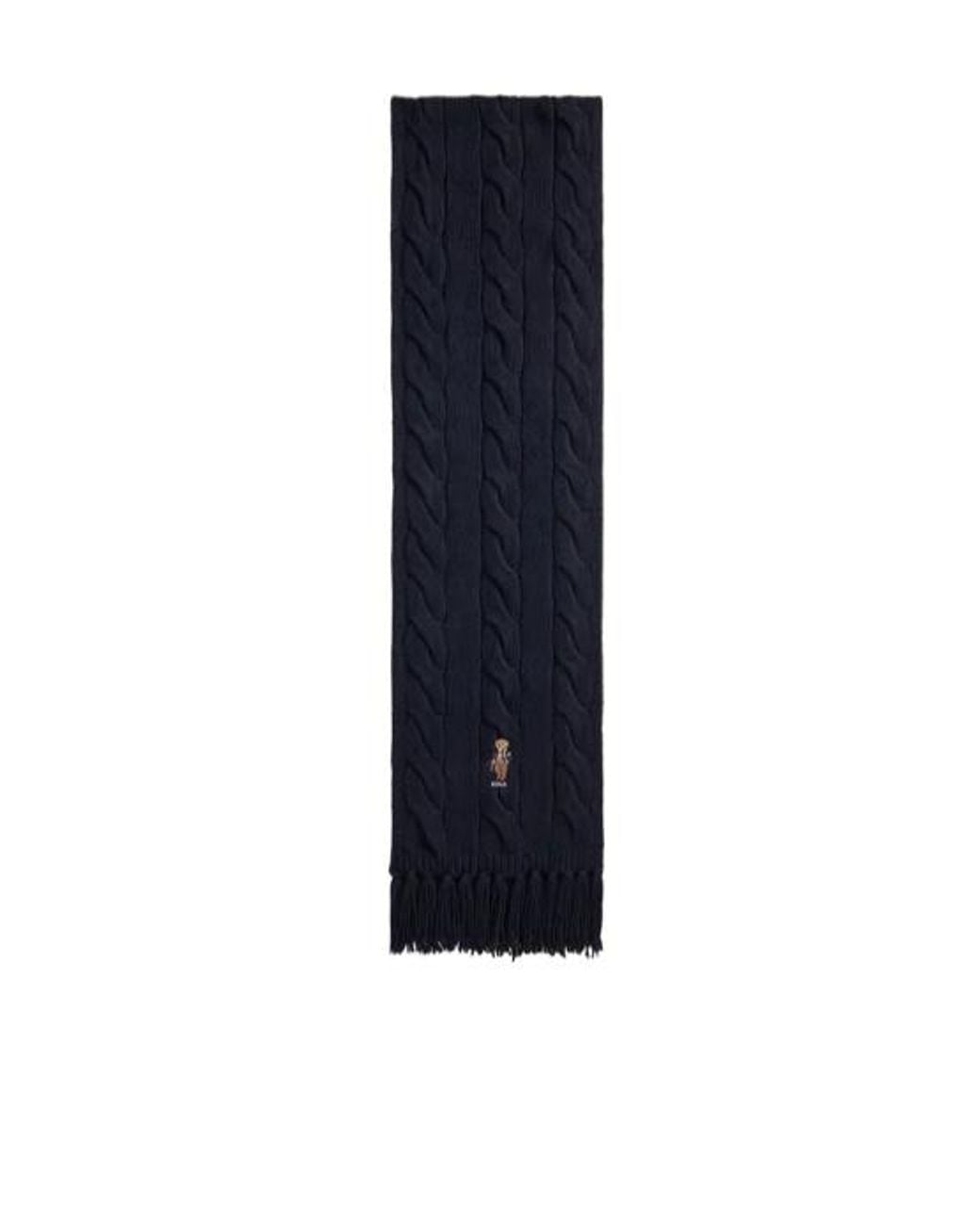 Polo Ralph Lauren Blue Polo Bear Cable-Knit Scarf