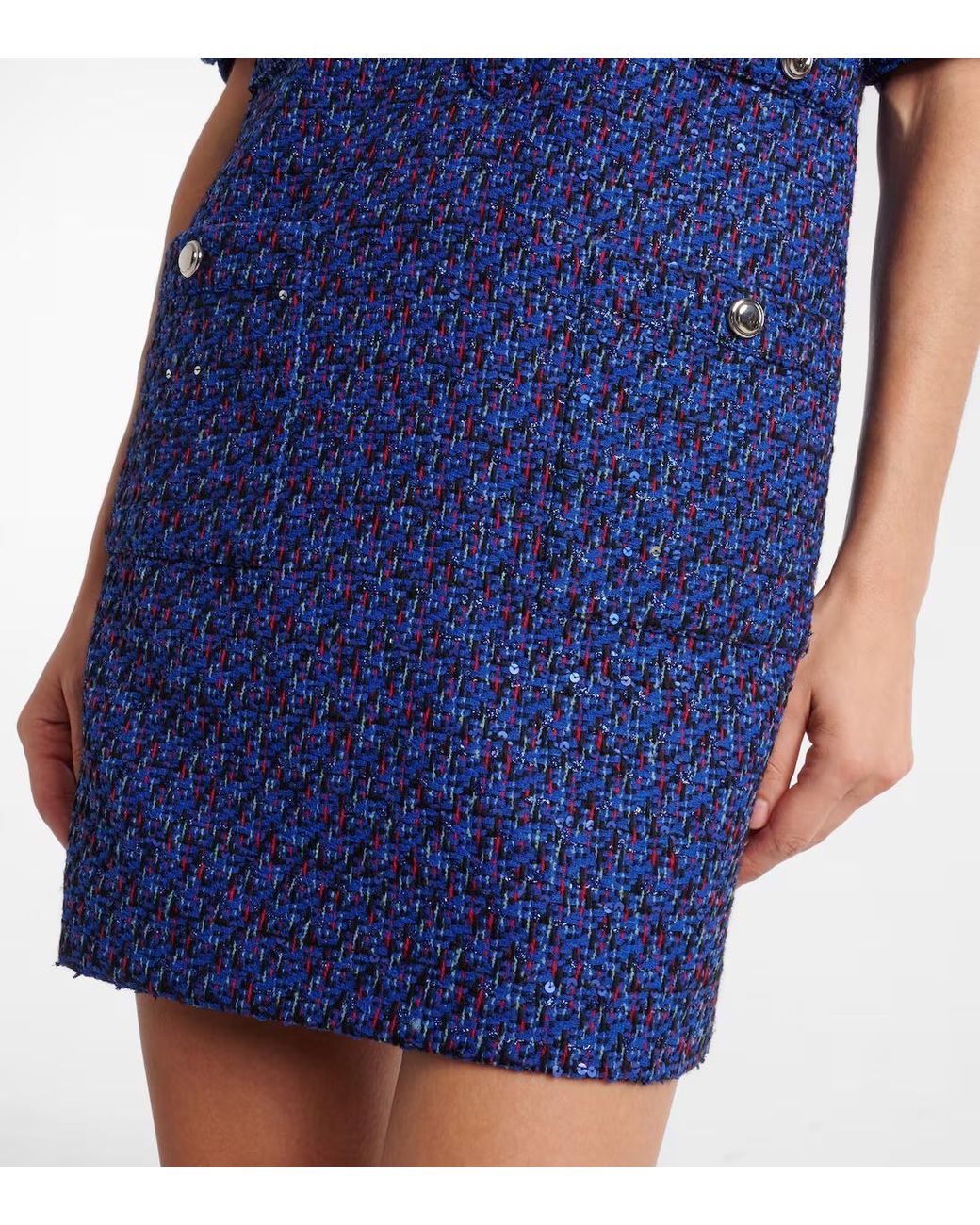 Alessandra Rich Blue Sequined Tweed Minidress