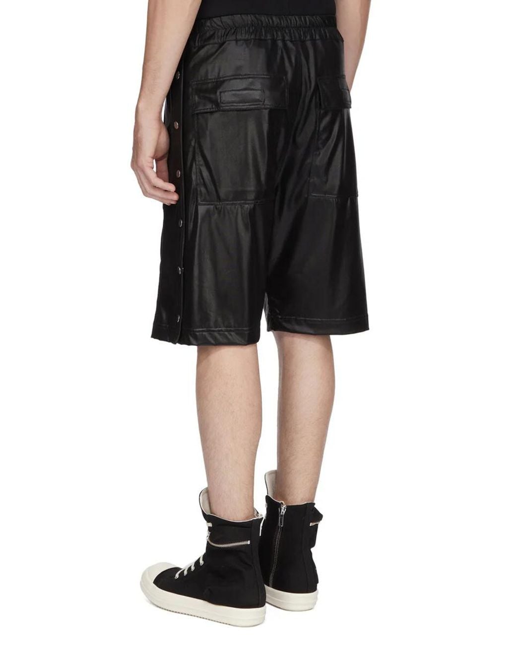 Rick Owens Black Wide Pusher Shorts for men