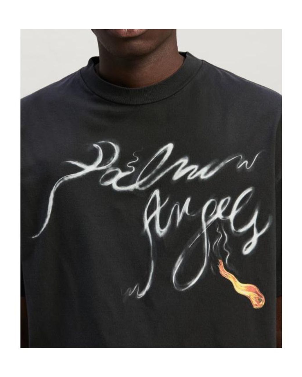 Palm Angels Black Logo Printed Crewneck T-Shirt for men