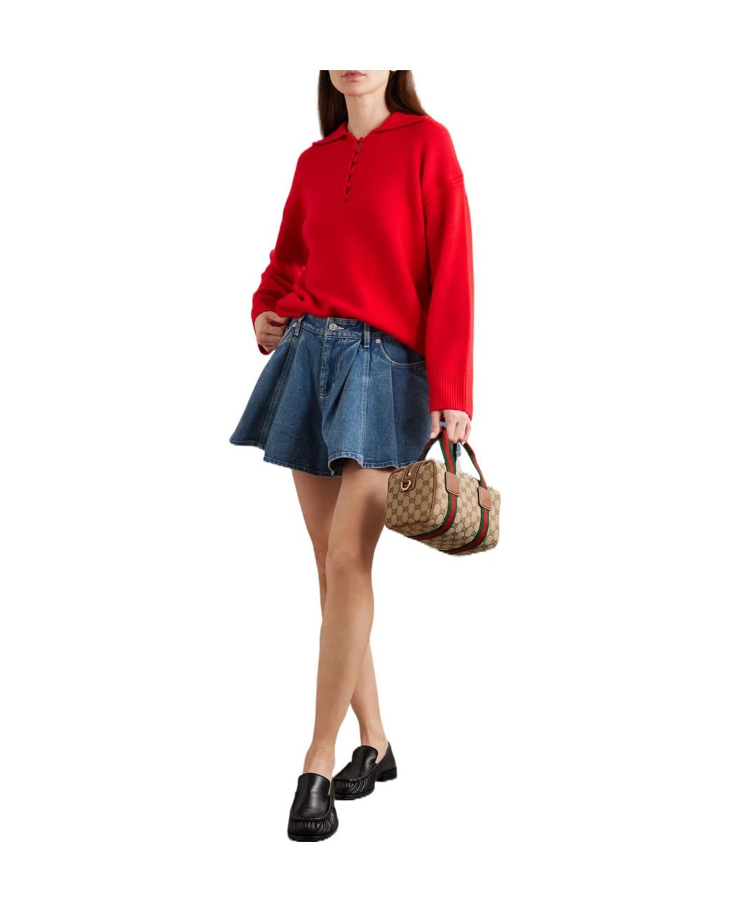 Sea Blue Stasia Denim Pleated Jean Shorts