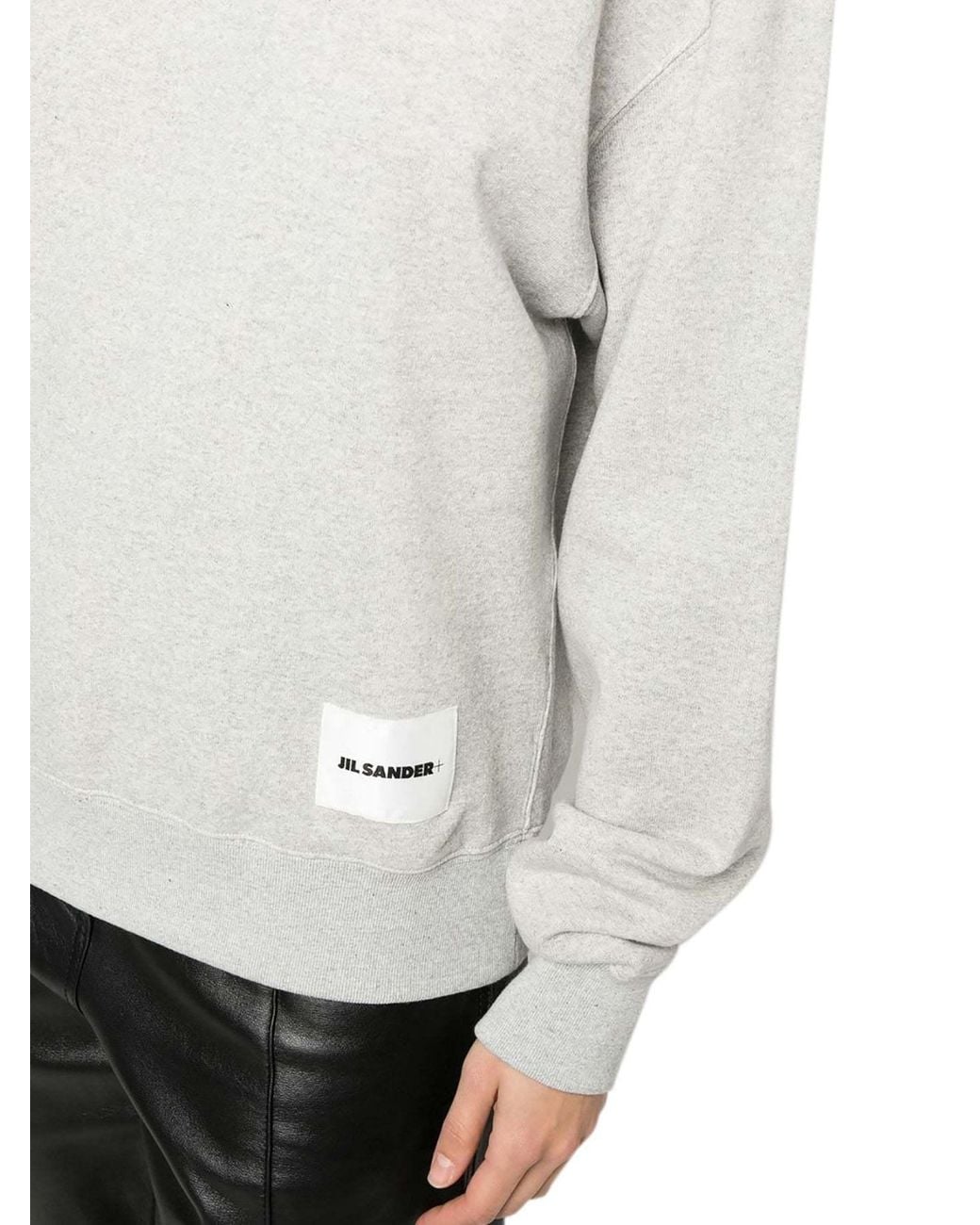 Jil Sander Gray Logo-Patch Straight Hem Sweatshirt
