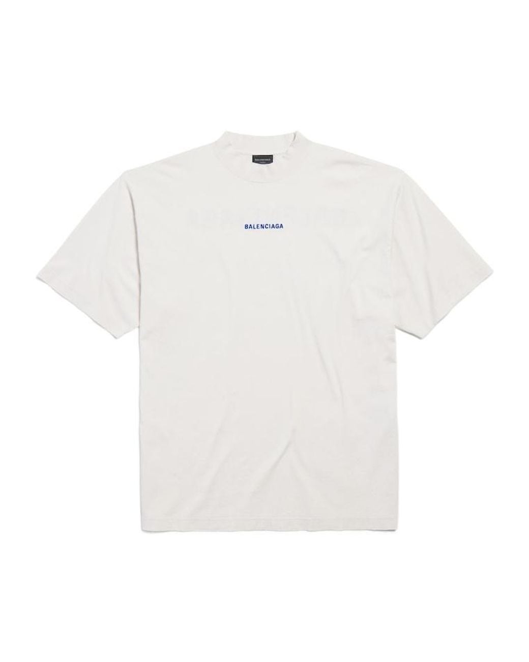 Balenciaga White Logo Embroidered Distressed T-Shirt for men