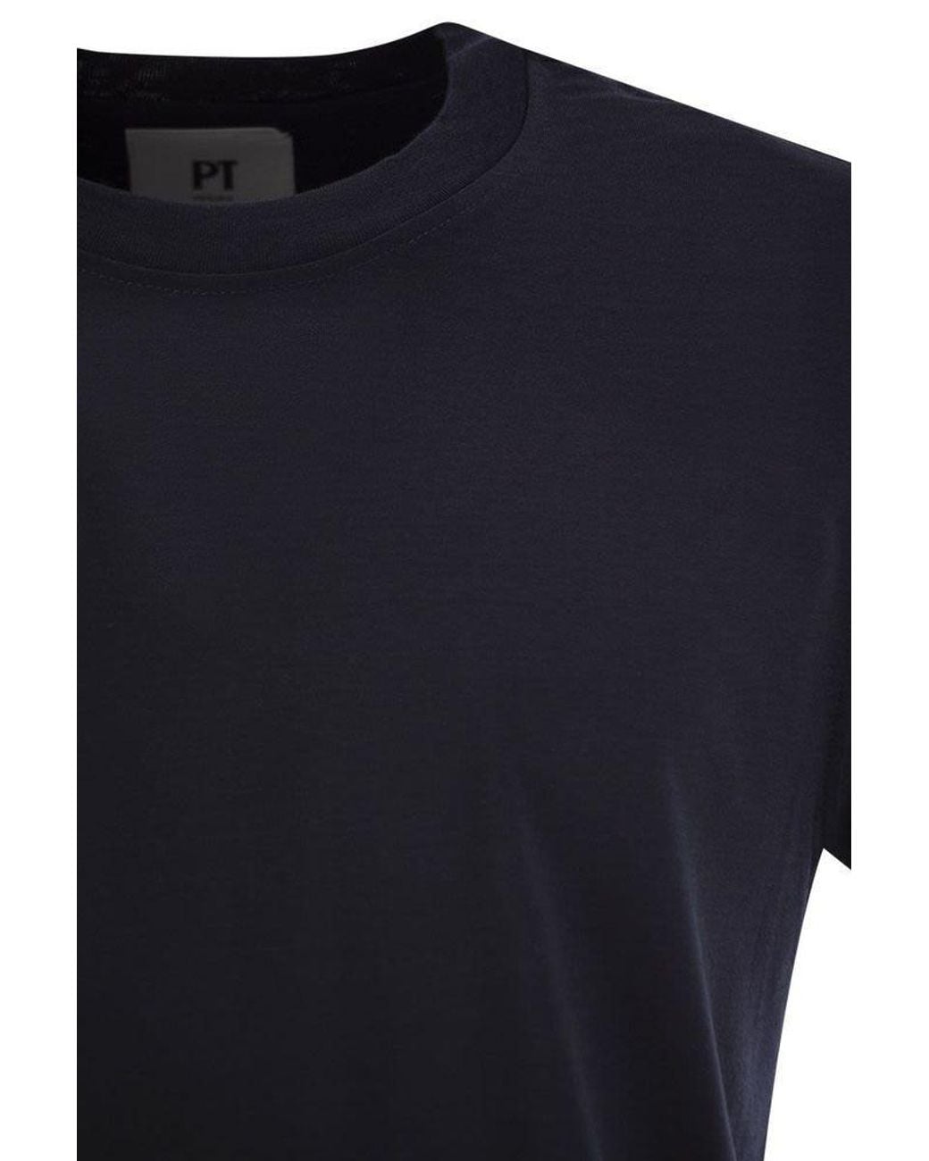 PT01 Black Crew-Neck T-Shirt for men
