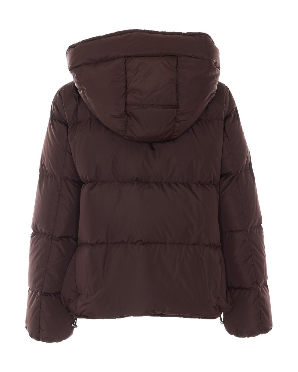 Add Brown Hooded Quilted Down Jacket