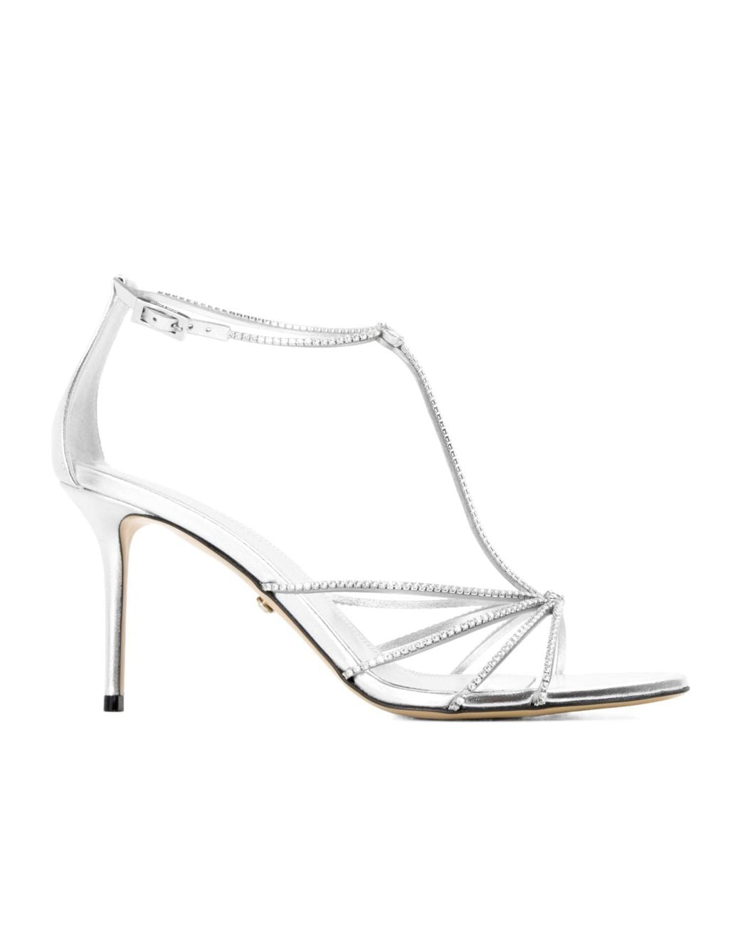 Mach & Mach White Crystal-Embellished High-Heel Sandals