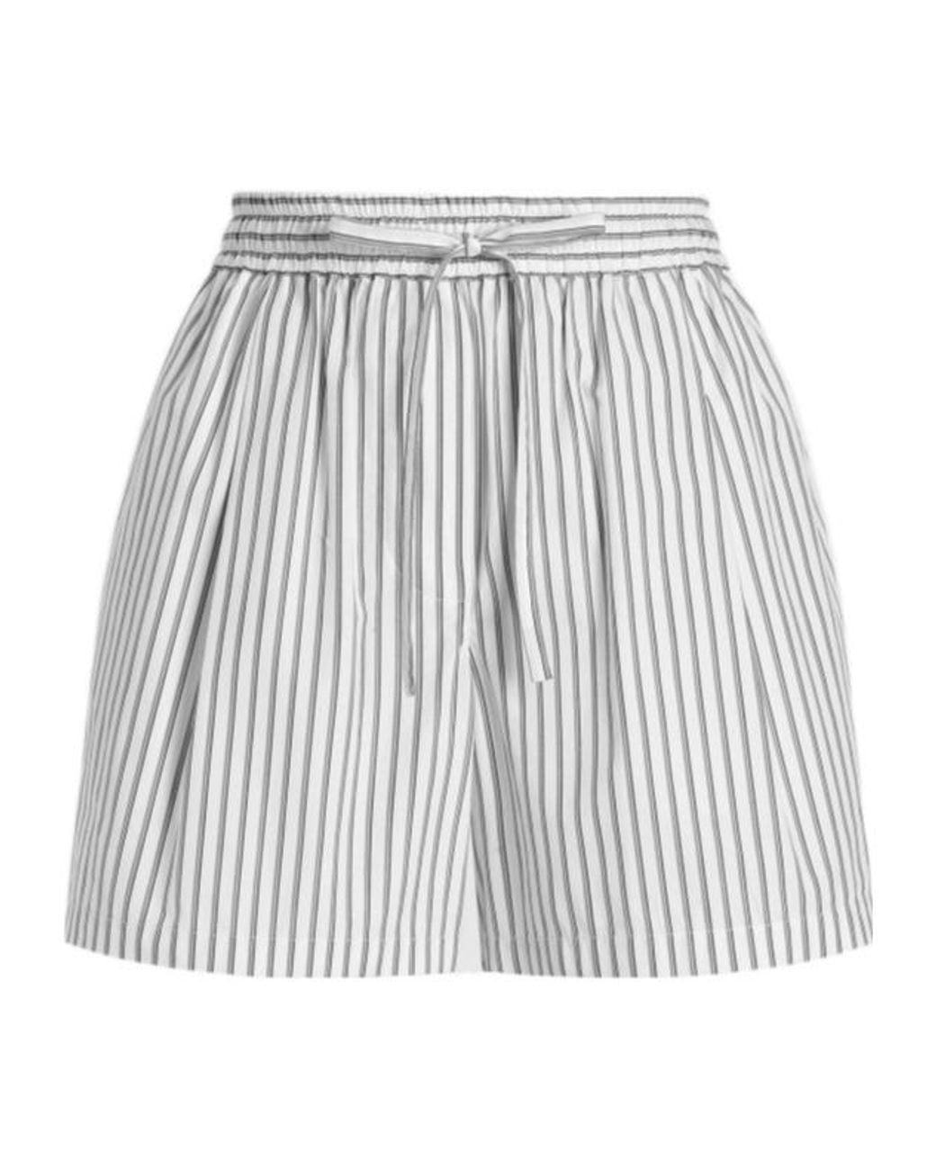 Dolce & Gabbana Gray Striped Cotton And Silk-Blend Drawstring Shorts