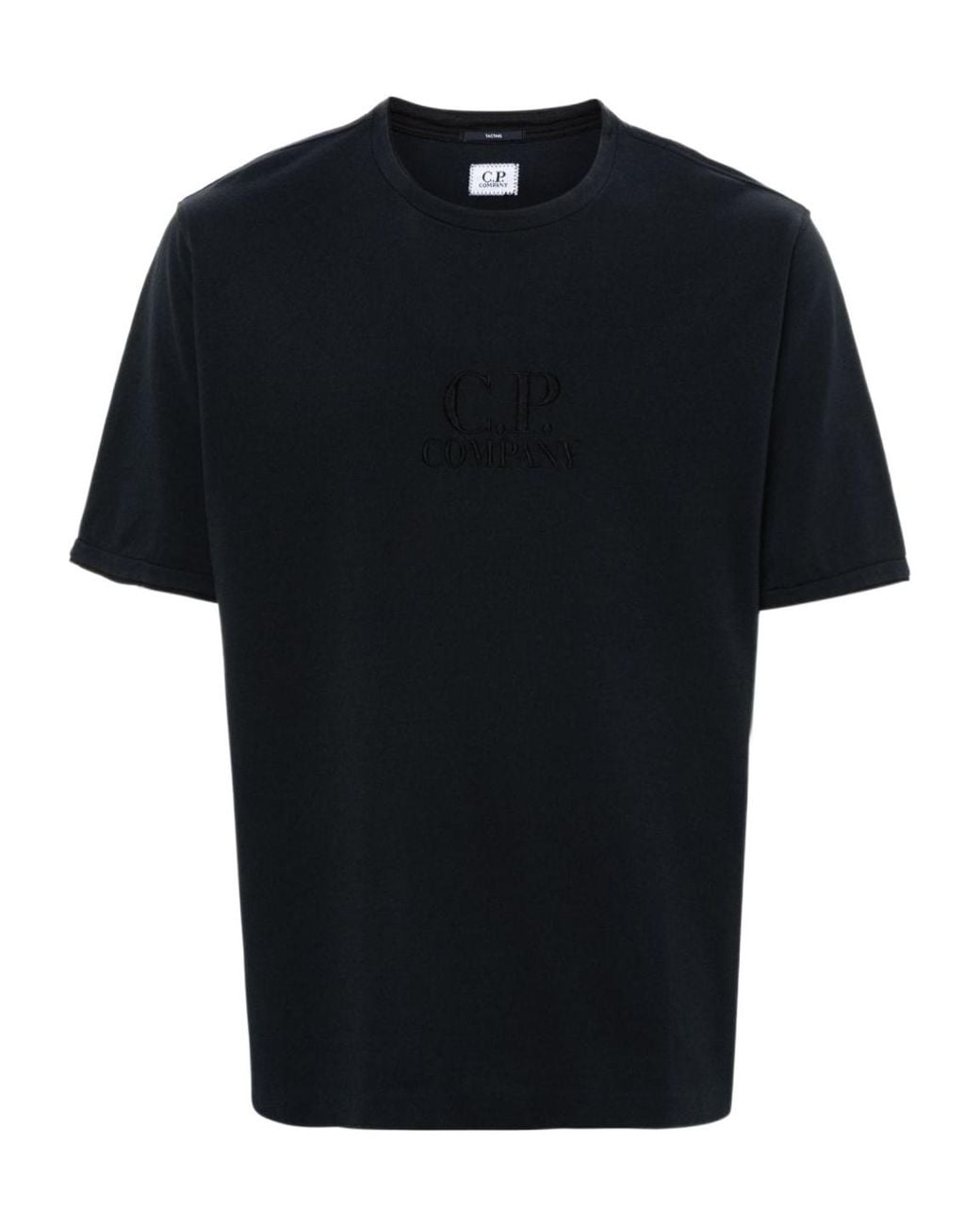 C P Company Black Logo-Embroidered T-Shirt for men