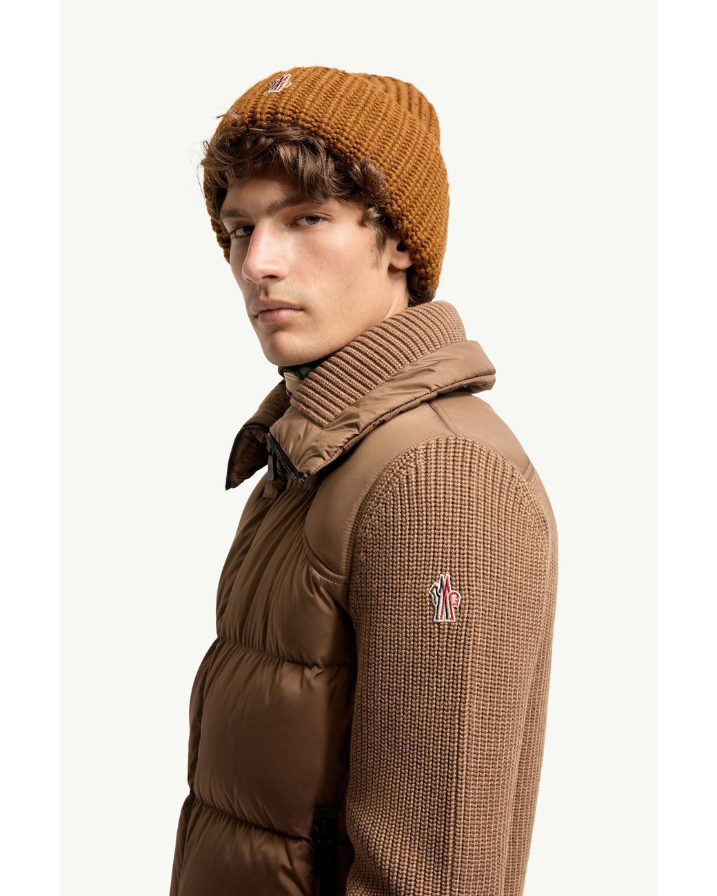 Moncler Brown Padded Wool Zip-Up Cardigan for men