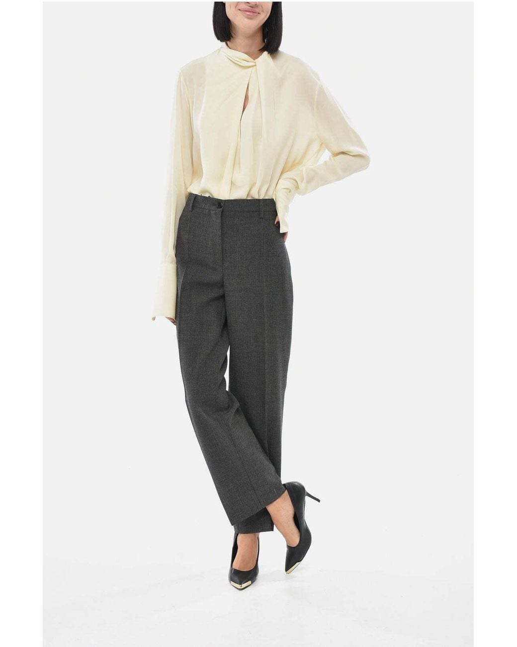 Prada Gray One-Pleat High-Waist Trousers