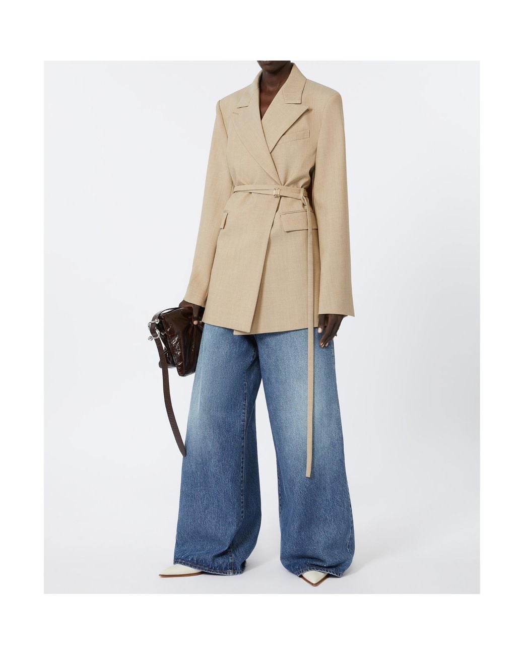 Sportmax Natural Tubinga Long Double-Breasted Blazer