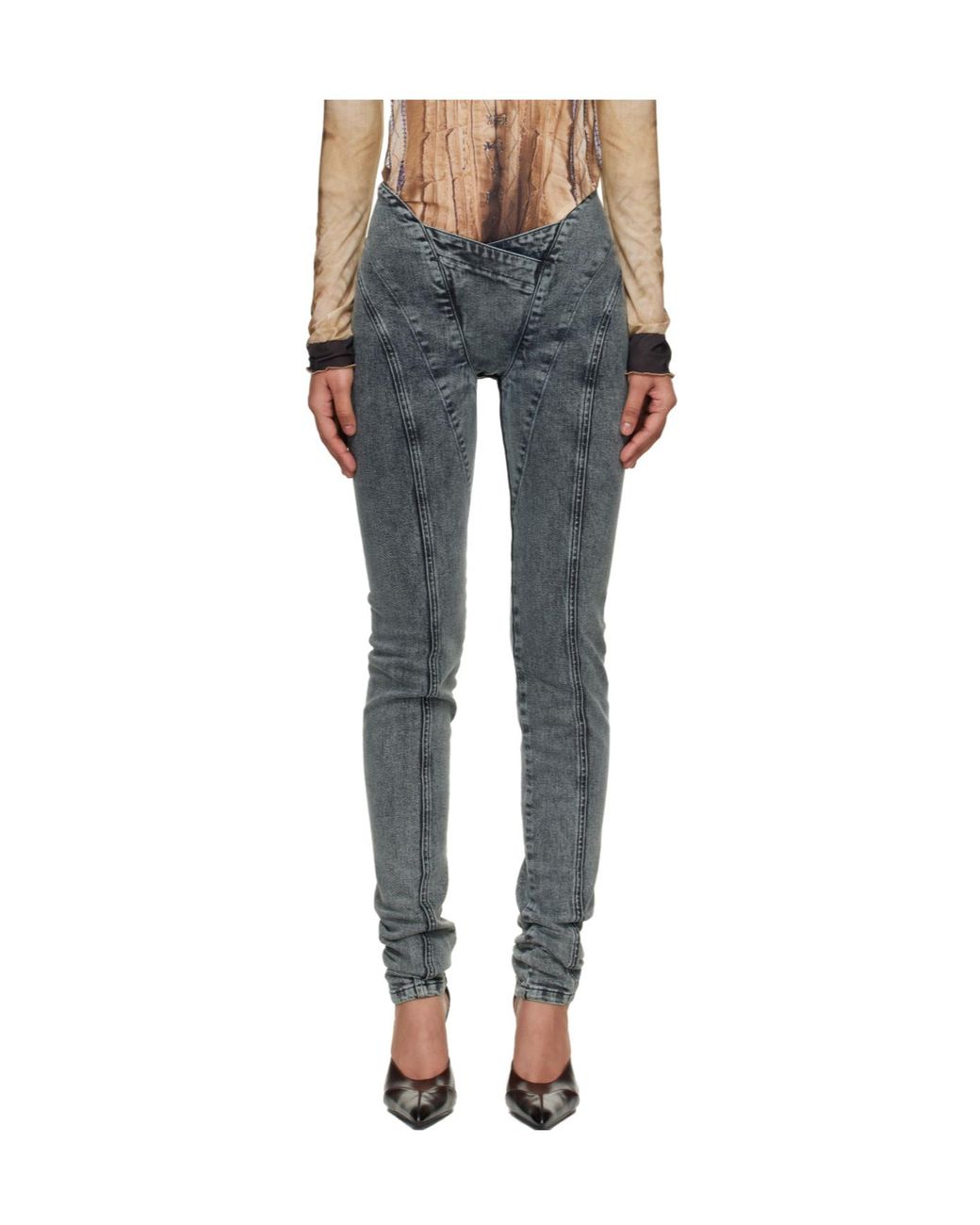 KNWLS Blue Celet Panelled Low-Rise Jeans