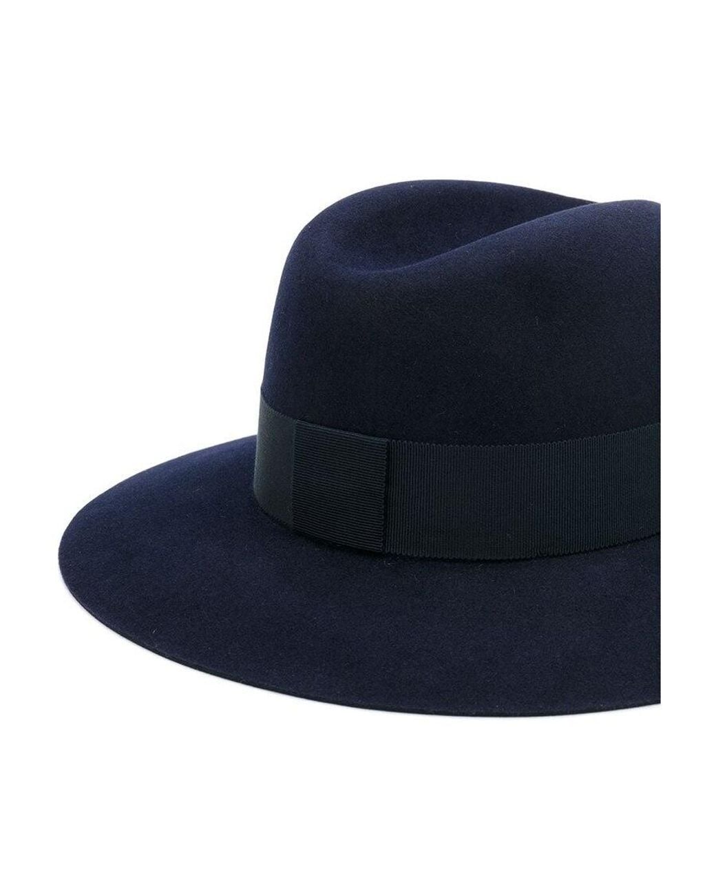 Maison Michel Blue Henrietta Logo Felt Hat