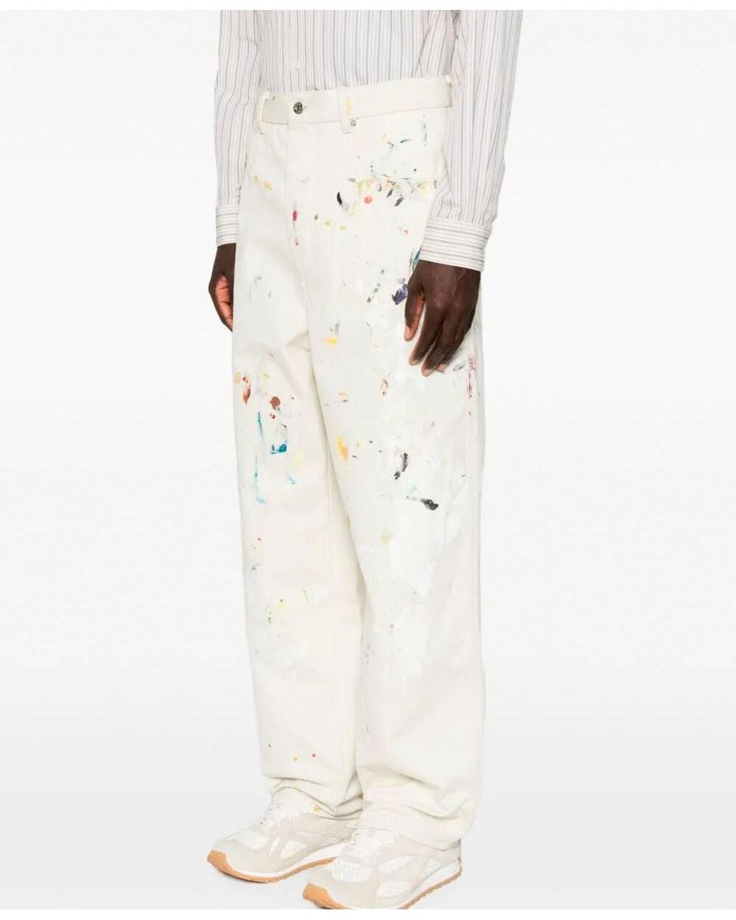 Bottega Veneta White Printed Wide Leg Trousers for men