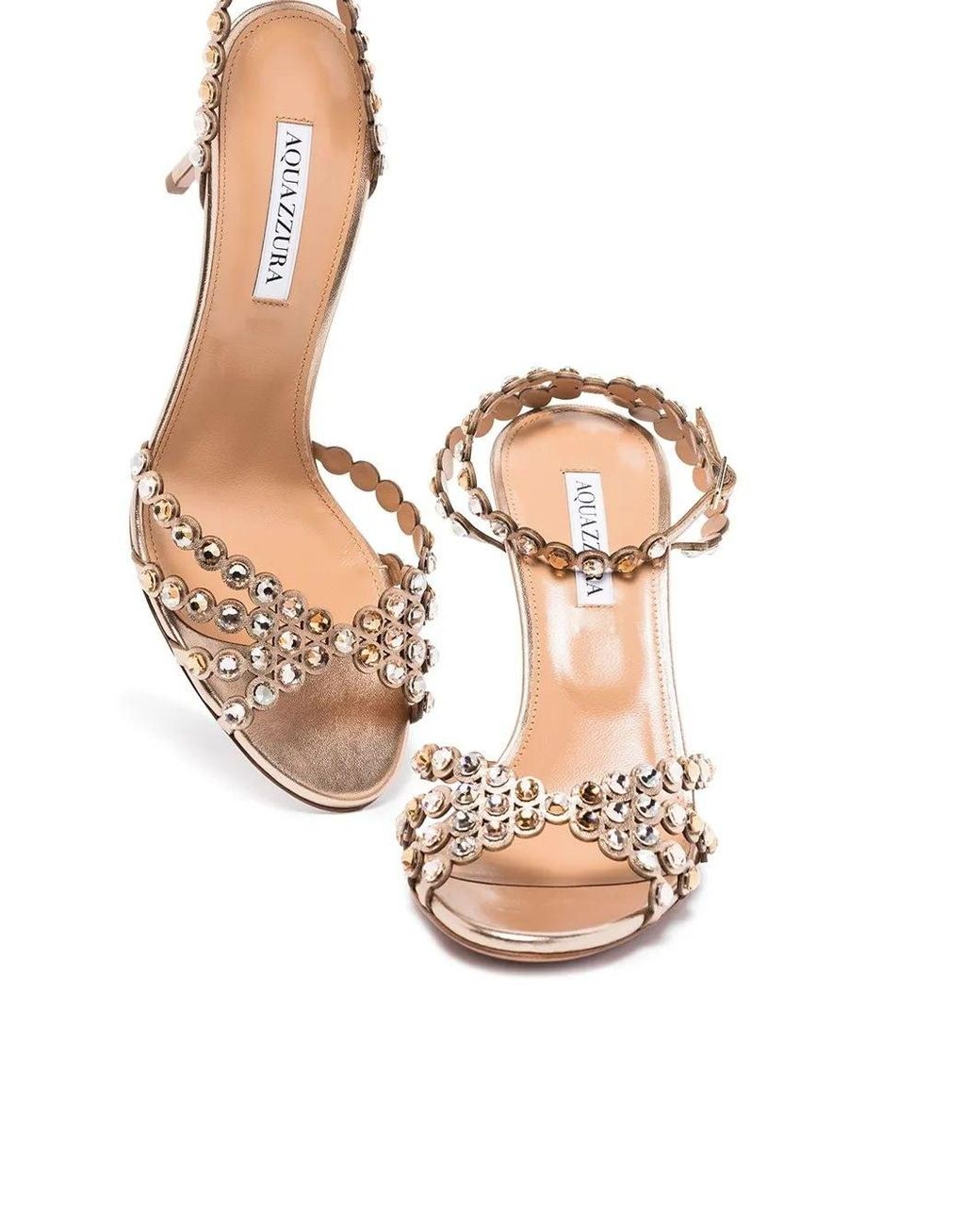 Aquazzura Metallic Tequila Crystal-Embellished Heeled Sandals