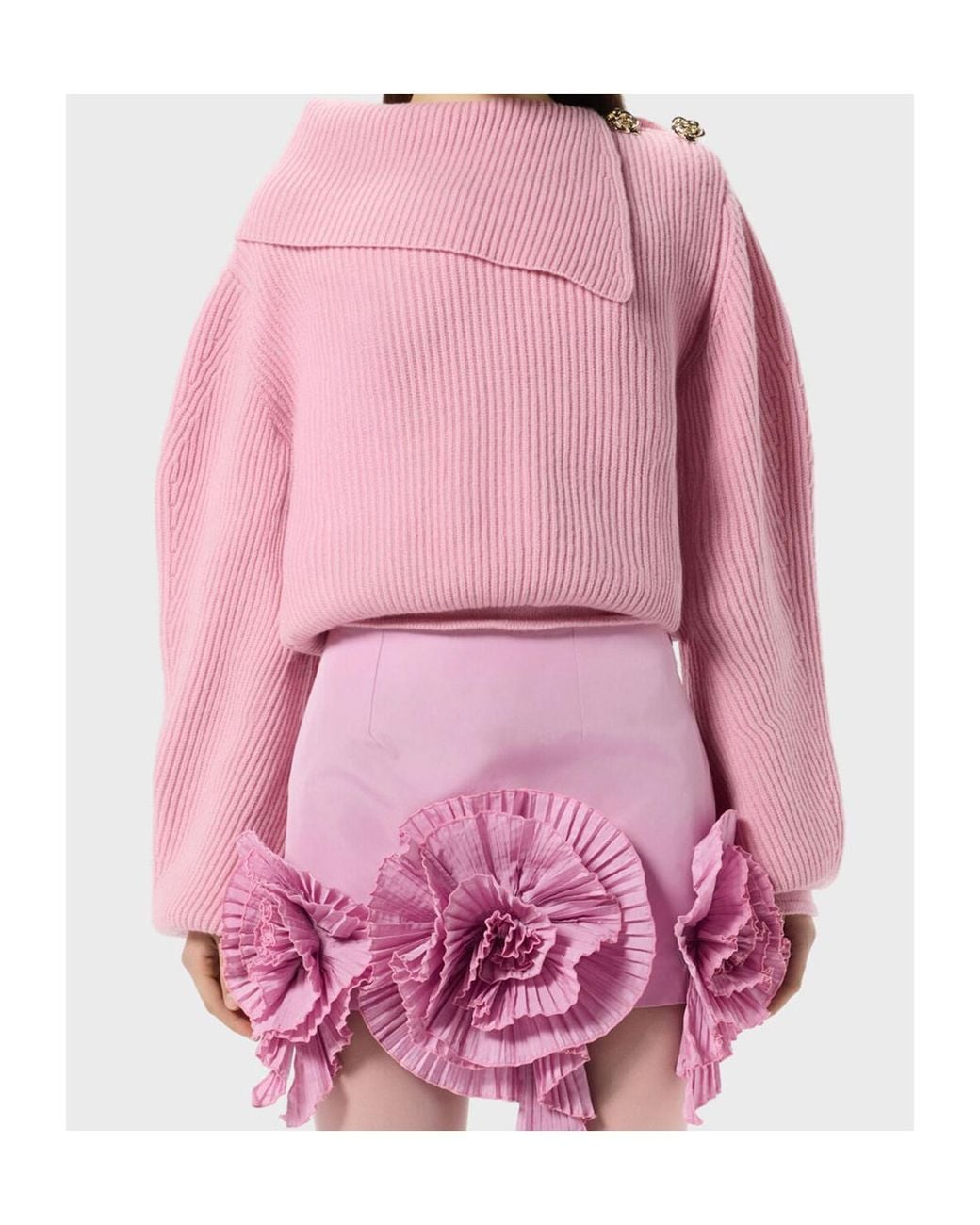 Blumarine Pink Wool Jumper With Sailor Collar And Buttons