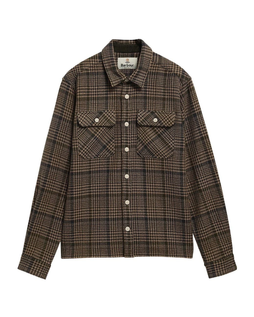 Barbour Brown Houndstooth Check Overshirt for men