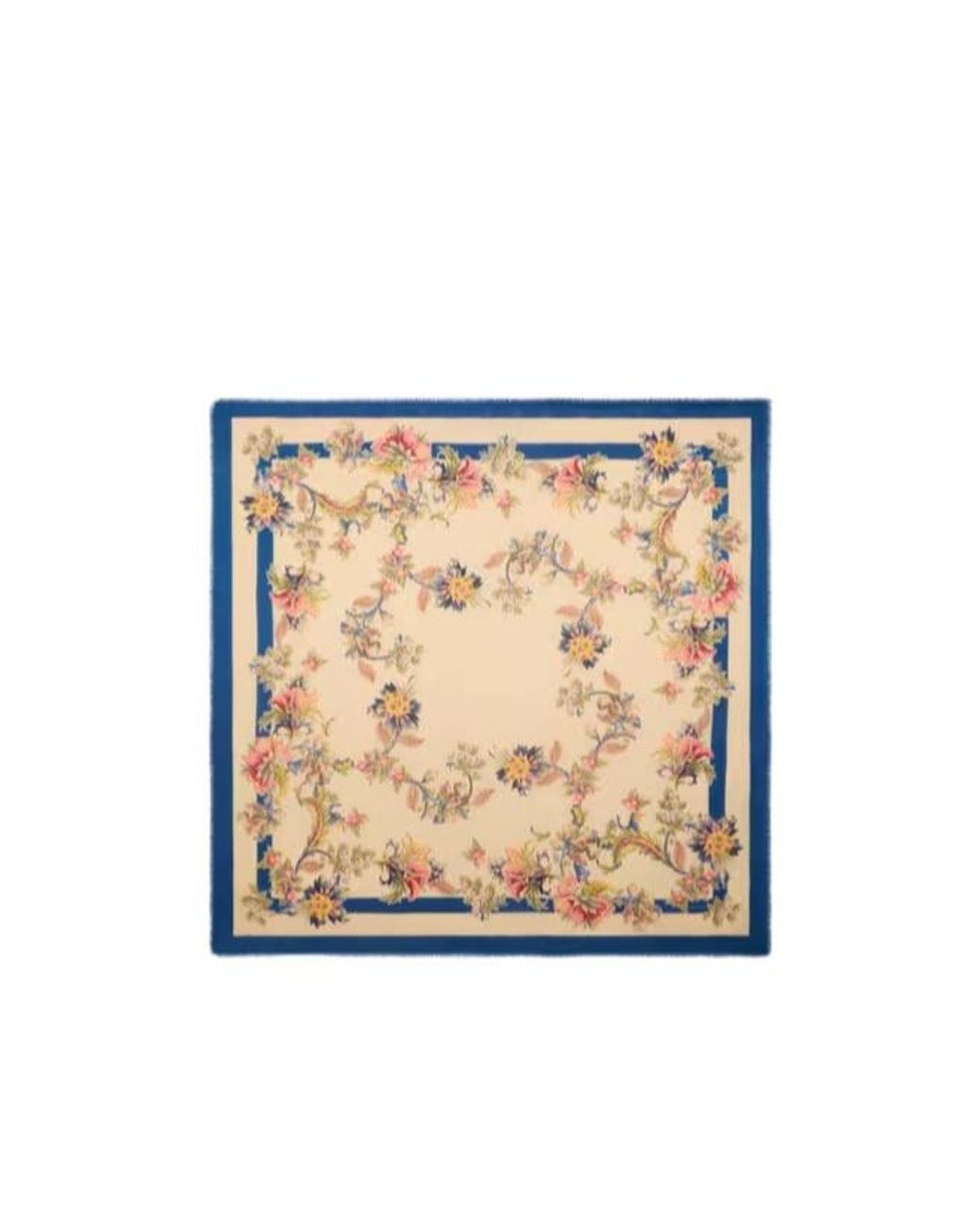 Etro Natural Floral Printed Fringed Scarf