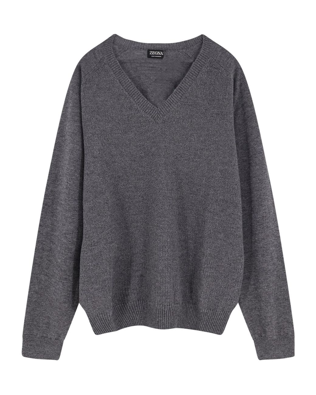 Zegna Gray Oasi Long-Sleeved V-Neck Jumper for men