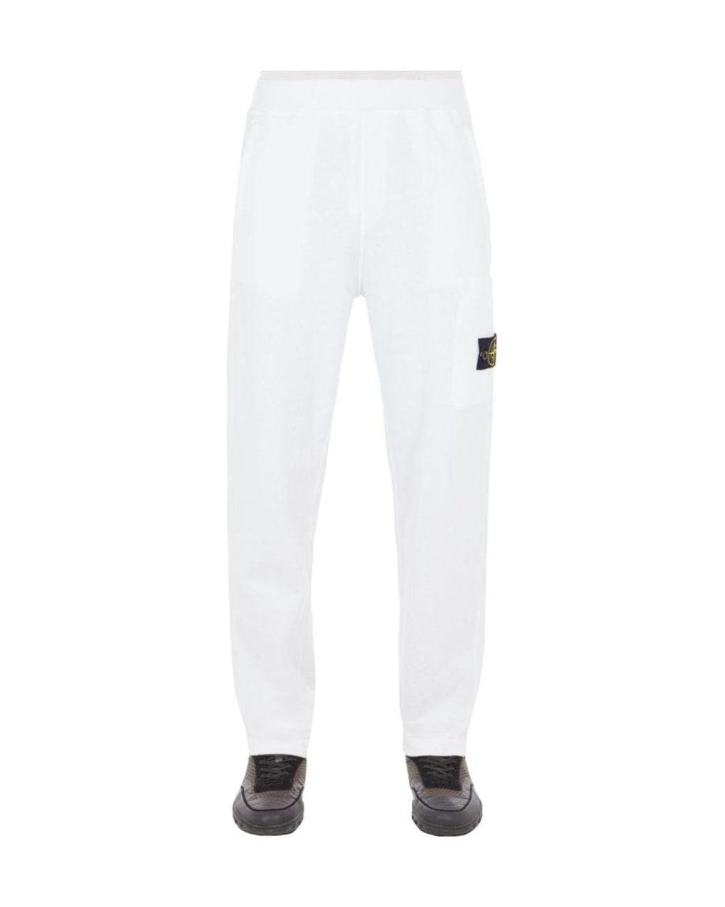 Stone Island White Logo Sweatpants for men