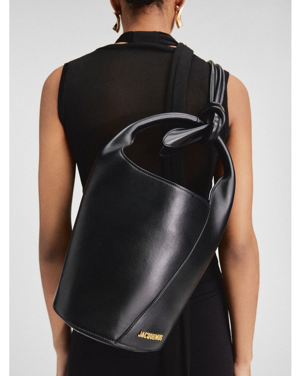 Jacquemus Black Le Petit Tourni Logo Plaque Bucket Bag