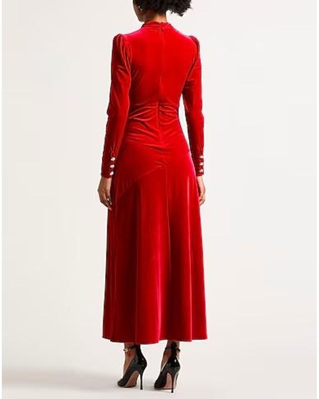 Ganni Red Velvet Dress