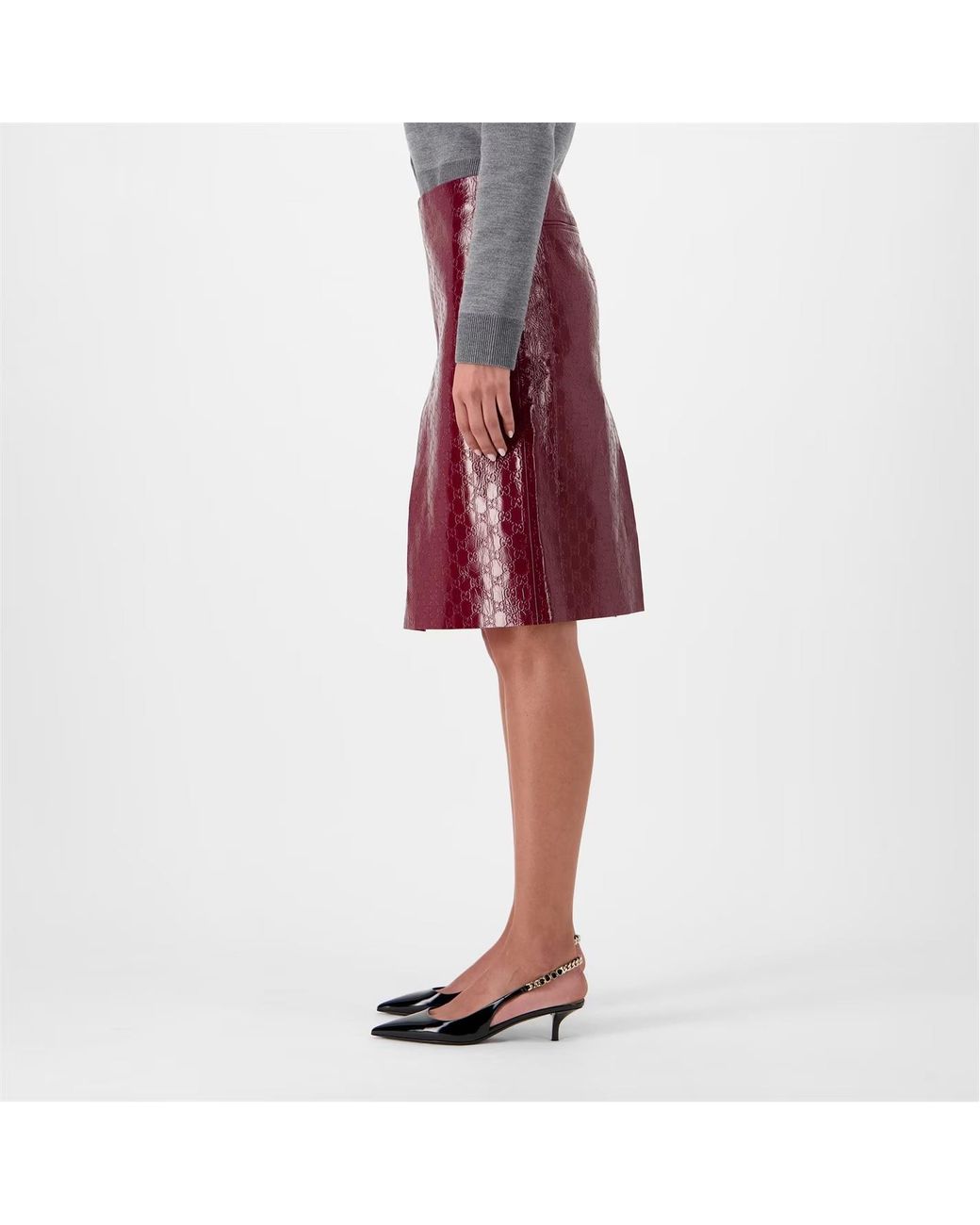 Gucci Purple Gg Embossed Mid-Length Skirt
