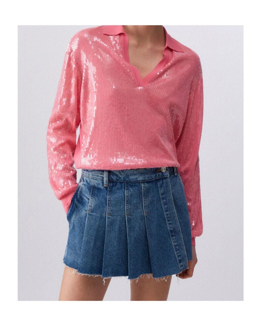 Liu Jo Blue Sequin V-Neck Sweater